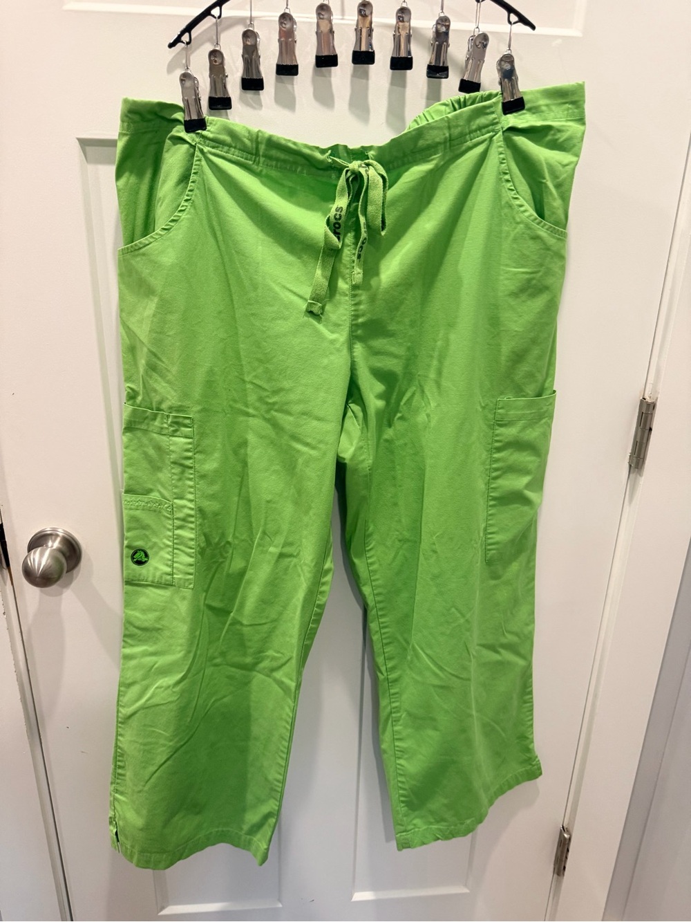 Crocs Medical Apparel XL Petite Lime Green Cargo Scrub Pants Drawstring